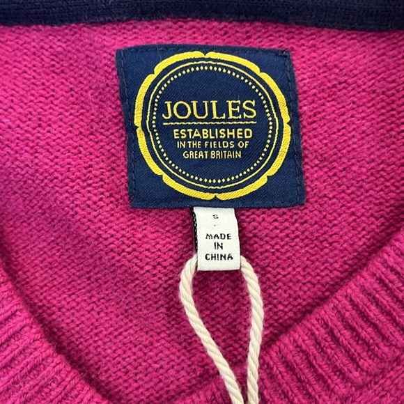 NWOT Mens Joules P_Retford wool angora blend v neck sweater in colour Ruby - Picture 7 of 9